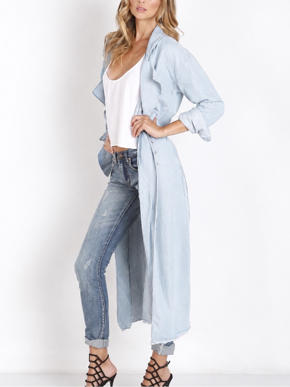 NWT One teaspoon Le Hustle coat in light blue denim